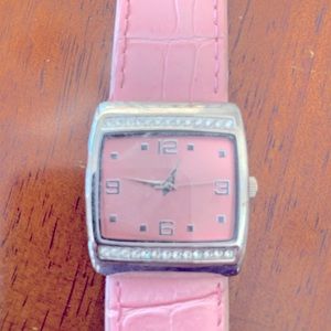 Pink Mary Kay watch with rhinestones